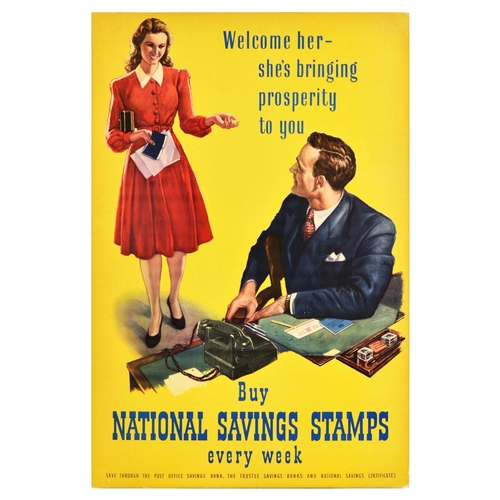 53 - Advertising Poster Buy National Savings Stamps Prosperity. Original vintage advertising poster by Na... 