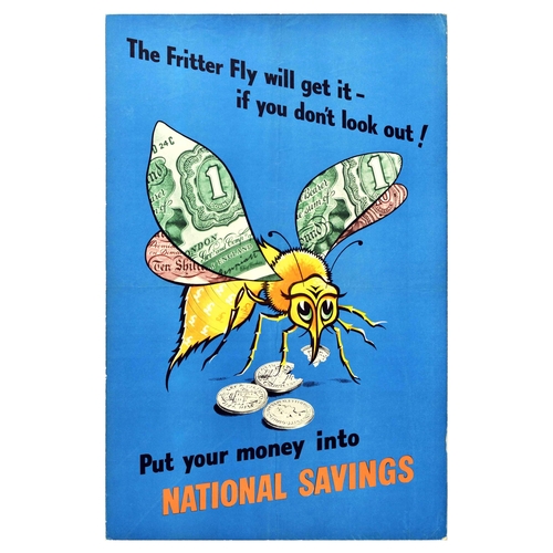 57 - Advertising Poster National Savings Fritter Fly Will Get It. Original vintage advertising poster - T... 