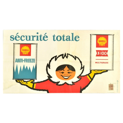 62 - Advertising Poster Shell Anti-Freeze Motor Oil Securite Totale . Original vintage advertising poster... 