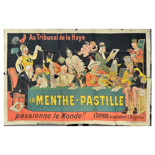 9 - Advertising Poster Menthe Pastille Giffard Liquor Hague Convention Alcohol Drink. Original antique a... 