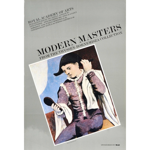 113 - Advertising Poster Modern Masters Picasso Harlequin Exhibition. Original vintage art exhibition post... 