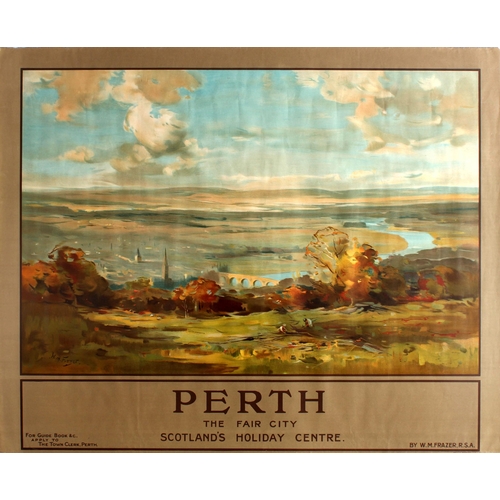 118 - Travel Poster Perth The Fair City Scotland Frazer. Original vintage travel advertising poster for Pe... 