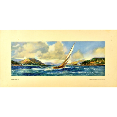 123 - Travel Poster Firth Of Clyde Scotland Sailing Yacht Sail Boat. Original vintage railway carriage tra... 