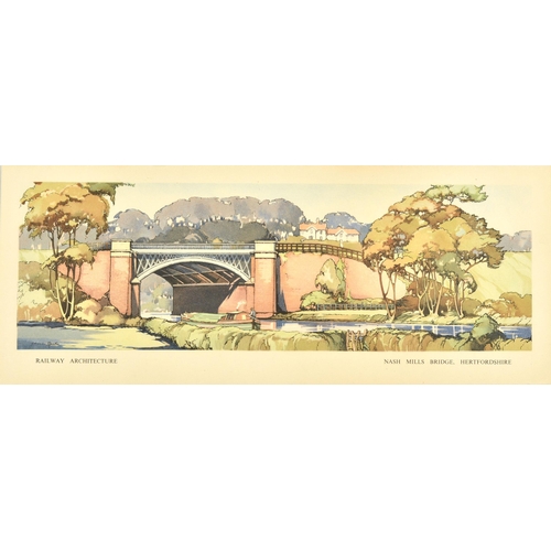 127 - Travel Poster Railway Architecture Nash Mills Bridge Hertfordshire. Original vintage train carriage ... 