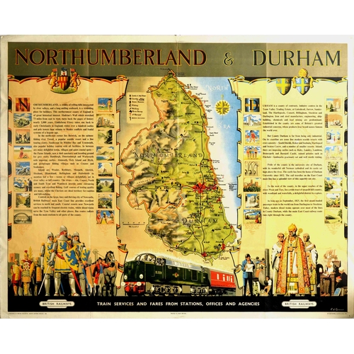 142 - Travel Poster Northumberland Durham British Railways. Original vintage British Railways travel poste... 
