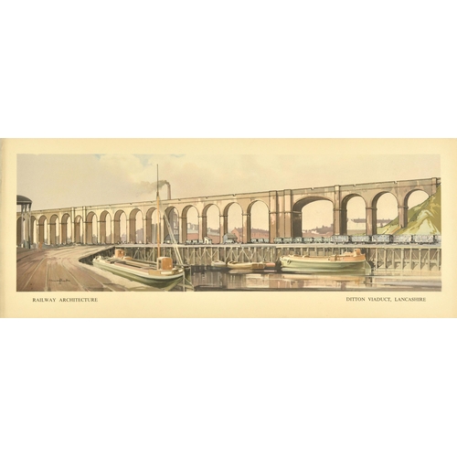 143 - Travel Poster Railway Architecture Ditton Viaduct Lancashire. Original vintage train carriage travel... 