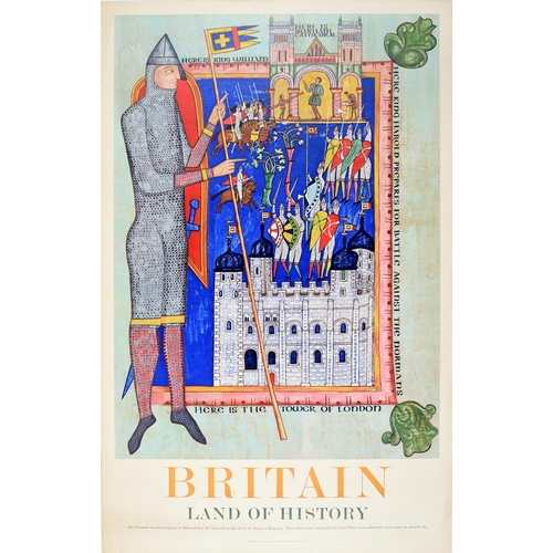 149 - Travel Poster Britain Land Of History Hastings. Original vintage travel poster for the historic town... 