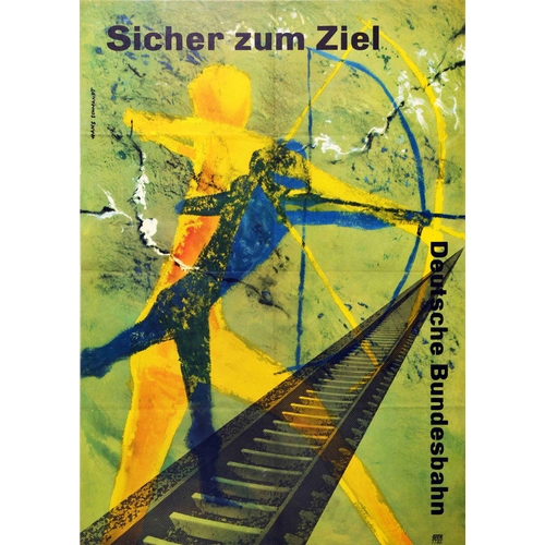 154 - Travel Poster German Railways DB Cave Painting Archers. Original vintage travel poster issued by DB ... 