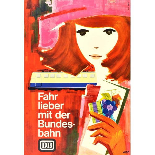 156 - Travel Poster German Railways DB Better On Bundesbahn. Original vintage railway travel poster issued... 
