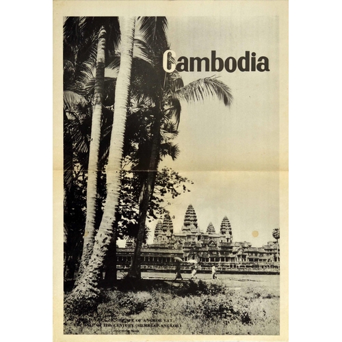 162 - Travel Poster Cambodia Siem Reap Angkor Wat Landscape. Original vintage travel poster advertising Ca... 