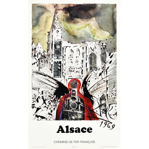 165 - Travel Poster Alsace Salvador Dali SNCF French. Original vintage travel poster advertising Alsace fe... 