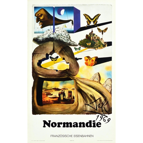 166 - Travel Poster Normandie Salvador Dali SNCF German. Original vintage travel poster advertising Norman... 