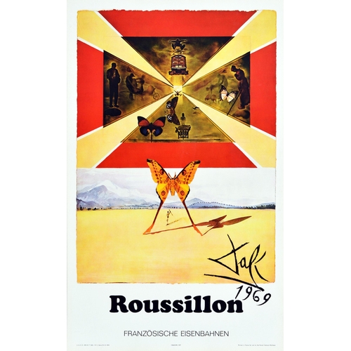 168 - Travel Poster Roussillon SNCF Salvador Dali French Railways German. Original vintage travel poster a... 