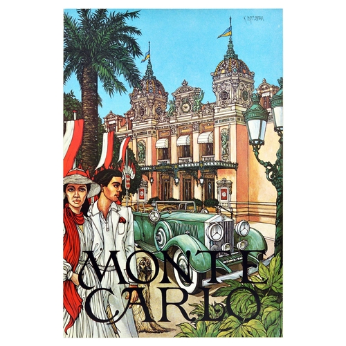 177 - Travel Poster Monte Carlo Rolls Royce Monaco Casino. Original vintage travel poster for Monte Carlo ... 