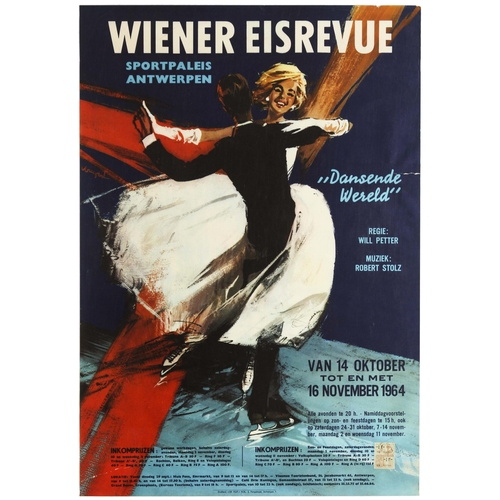 182 - Sport Poster Ice Skating Wiener Eisrevue Vienna Revue Sport Palace Antwerp. Original vintage adverti... 