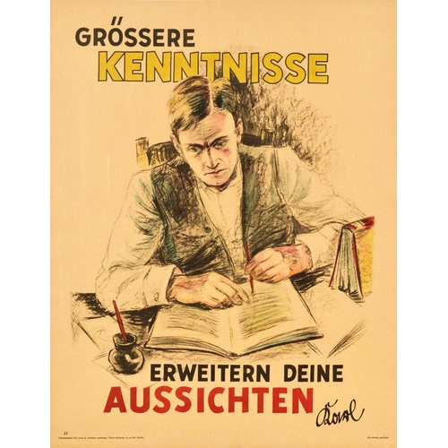 231 - Propaganda Poster Great Knowledge Doval Motivation Germany. Original vintage German motivational wor... 