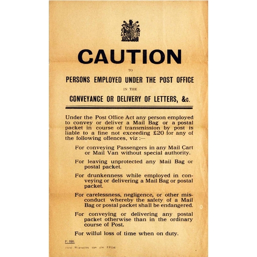 233 - Propaganda Poster Post Office Royal Mail Mailman Postman. Original vintage workplace poster displayi... 