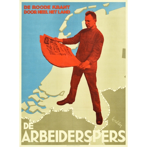 234 - Propaganda Poster De Arbeiderspers The Workers' Press. Original vintage propaganda poster for De Arb... 