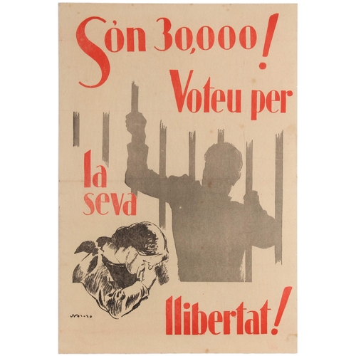 238 - Propaganda Poster Spanish Civil War Freedom Vote Catalonia 1936. Original vintage election propagand... 