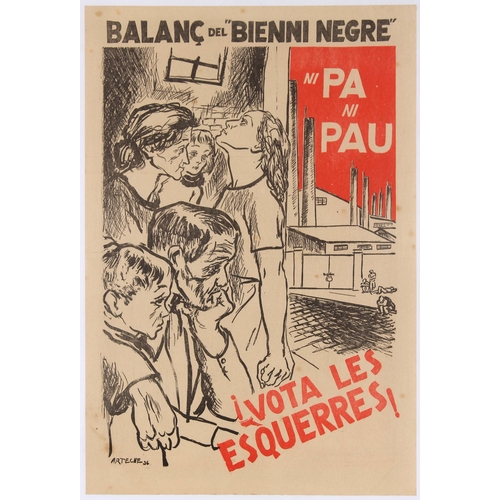239 - Propaganda Poster Spanish Civil War Vote Left Catalonia. Original vintage election propaganda poster... 