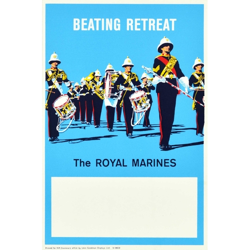 259 - Propaganda Poster Beating Retreat Royal Marines Royal Navy. Original vintage British army recruitmen... 