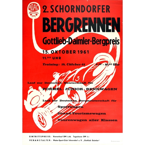 72 - Advertising Poster Gottlieb Daimler Bergpreis Hillclimb Auto Racing. Original vintage hill climb car... 