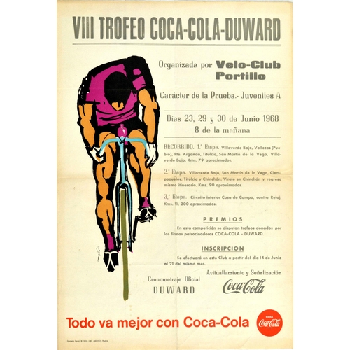 82 - Advertising Poster Cycling Duward Trophy Spain. Original vintage sport poster for the VIII Coca-Cola... 