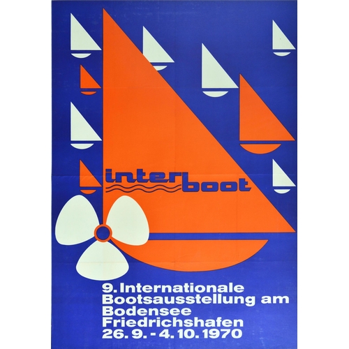 87 - Advertising Poster Interboot Sailing Boat Exhibition Bodensee. Original vintage advertising poster f... 