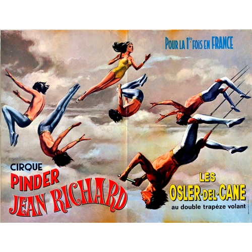 96 - Advertising Poster Cirque Pinder Jean Richard Circus Trapeze. Original vintage Jean Richard circus p... 