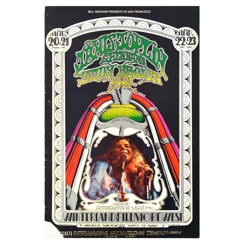Rock Music Concert Poster Janis Joplin James Brown Winterland Fillmore ...