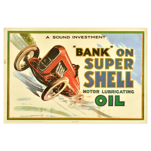 137 - Advertising Poster Super Shell Motor Lubricating Oil. Vintage reproduction of an advertising poster ... 