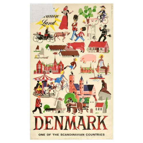 240 - Travel Poster Denmark Gay Vacation Land Scandinavia. Original vintage travel poster advertising Denm... 