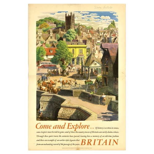 242 - Travel Poster Come And Explore Britain History In Stone Country Town. Original vintage travel poster... 