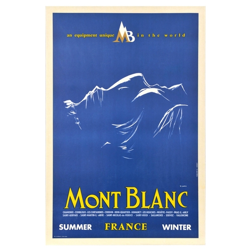 326 - Sport Poster Mont Blanc Equipment France Sports Mountain Skiing. Original vintage advertising poster... 