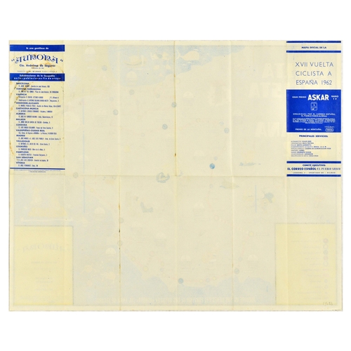 327 - Sport Poster Vuelta Ciclista Tour Of Spain Cycling 1962. Original vintage illustrated map poster for... 