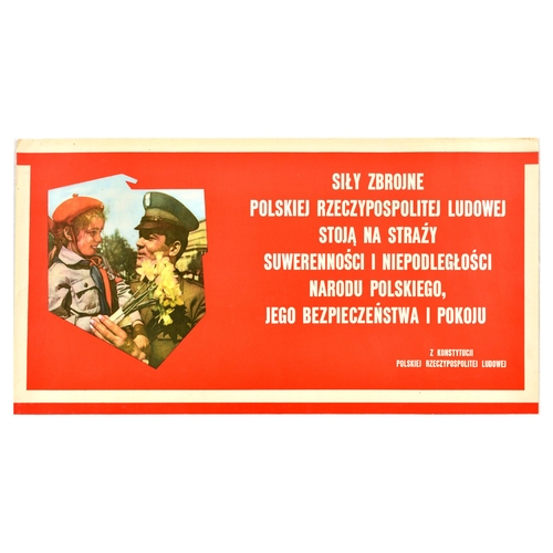 377 - Propaganda Poster Poland Armed Forces Protect Security And Peace. Original vintage propaganda poster... 