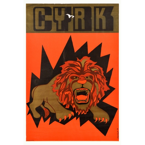 115 - Advertising Poster Cyrk Lion Circus Polish Design Poland. Original vintage advertising poster for Cy... 