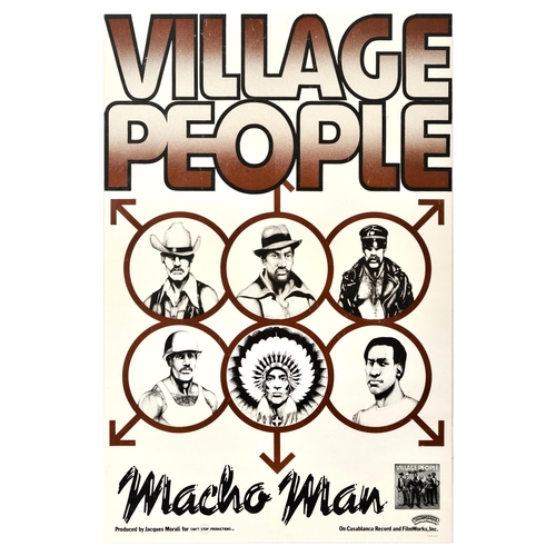 118 - Advertising Poster Village People Macho Man Music Band Gay. Original vintage music advertising poste... 