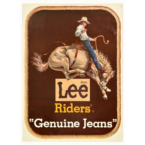 Advertising Poster Lee Riders Cowboy Rodeo Genuine Jeans Denim