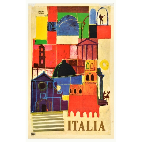 262 - Travel Poster Italia ENIT Architecture Collage Alerbo Moroni. Original vintage travel poster Italia ... 