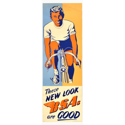 61 - Advertising Poster New Look BSA Bicycle Midcentury. Original vintage advertising poster for BSA bicy... 