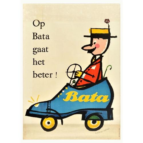 63 - Advertising Poster Bata Shoe Car Fashion Footwear Herbert Leupin. Original vintage advertising poste... 