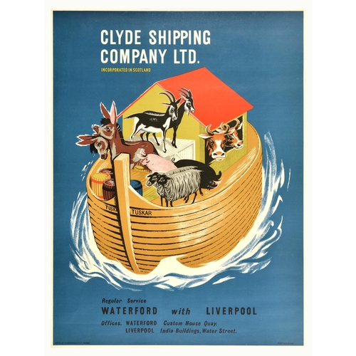 65 - Advertising Poster Clyde Shipping Company Noahs Arc. Original vintage advertising poster for Clyde S... 