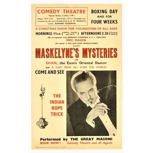 68 - Advertising Poster Maskelynes Mysteries Magic Great Masoni Shan Exotic Dancer. Original vintage adve... 