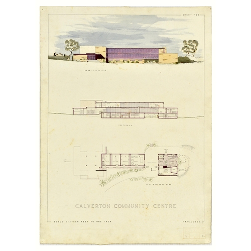 69 - Advertising Poster Calverton Community Centre JR Wallace Architecture Midcentury Modern. Original vi... 