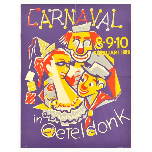 80 - Advertising Poster Carnaval In Oeteldonk Den Bosch Netherlands. Original vintage advertising poster ... 