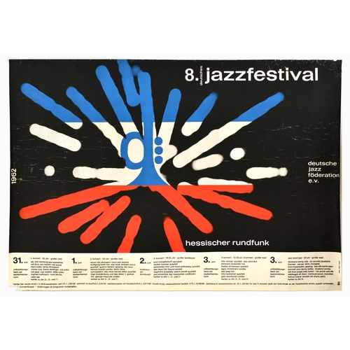 87 - Advertising Poster German Jazz Festival Hessischer Modernism Rundfunk Radio. Original vintage advert... 