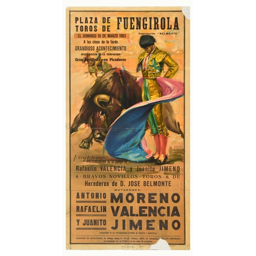 91 - Advertising Poster Moreno Valencia Jimeno Plaza De Tores Bullfighting. Original vintage advertising ... 