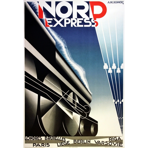 268 - Travel Poster Nord Express Cassandre Art Deco Steam. Poster for Nord Express Railway. Dynamic Art De... 