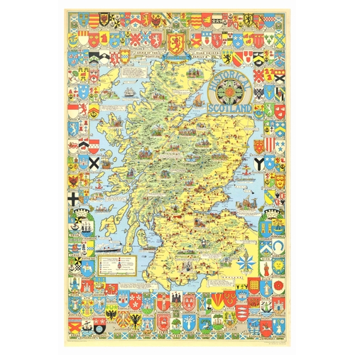 269 - Travel Poster Historical Map Scotland Leslie George Bullock. Original vintage travel poster - Histor... 